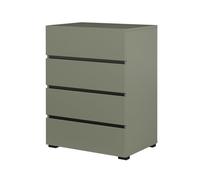 Meublorama Petit buffet Havana - 4 tiroirs - Vert sauge - Design moderne et compact