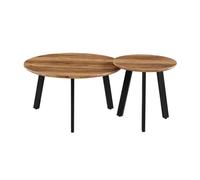 Meublorama Set de 2 Tables Basses Tunis - Coloris Bois de manguier - MDF & métal - Style Industriel et harmonieux