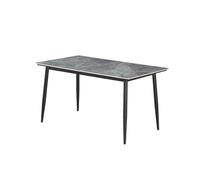 Meublorama Table à Manger GRANVIA - 140x80 cm - Effet Ardoise - Structure métal - Style Industriel et Pratique