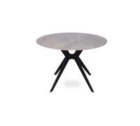 Meublorama Table à Manger Ronde ARVENA - 110 cm - Plateau en Pierre frittée - Coloris Gris - Design Contemporain et Robuste