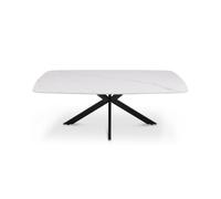Meublorama Table Basse ARVENA - Table Basse rectangulaire 130x70 cm - Pierre Blanche & métal - Design Moderne Haut de Gamme