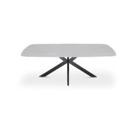 Meublorama Table Basse ARVENA - Table Basse rectangulaire 130x70 cm - Pierre Grise & métal - Design Contemporain et raffiné
