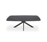 Meublorama Table Basse ARVENA - Table Basse rectangulaire 130x70 cm - Pierre Noire & métal - Design élégant et Contemporain
