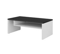 Meublorama Table Basse Havana - Blanc Mat et Noir - Plateau Noir Mat - avec Niche - Design Moderne