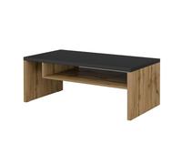 Meublorama Table Basse Havana - Chêne et Noir - Plateau Noir Mat - avec Niche - Style Naturel et Moderne