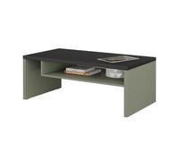 Meublorama Table Basse Havana - Vert Sauge et Noir - Plateau Noir Mat - avec Niche - Design Moderne