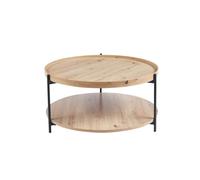Meublorama Table Basse NORWYN - Coloris chêne Vieilli - Table Basse Ronde Ø80 cm - MDF - Design Original