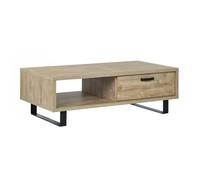 Meublorama Table Basse Robuste Collection Newton Coloris chêne doré. Pieds en métal Noir
