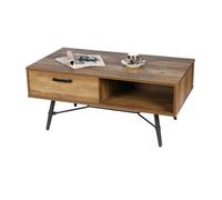 Meublorama Table Basse Southampton- Coloris chêne foncé, Pieds en métal Noir, Dimensions 60x49x110 cm