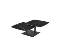 Meublorama Table Basse VIRELLO - Table Basse Ronde Ø70 cm - Pierre Naturelle Noire & métal - Design Contemporain et sophistiqué