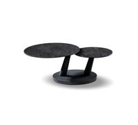 Meublorama Table Basse VIRELLO - Table Basse Ronde Ø80 cm - Pierre Naturelle Gris foncé & métal - Design Contemporain et Robuste