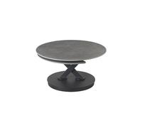 Meublorama Table Basse VIRELLO - Table Basse Ronde Ø85 cm - Pierre Naturelle Gris Clair & métal - Design Haut de Gamme