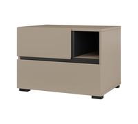 Meublorama Table de Chevet Havana Beige et Noir - 2 tiroirs et 1 Niche - Rangement Moderne et Design élégant