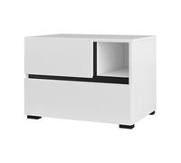 Meublorama Table de Chevet Havana Blanche et Noire - 2 tiroirs et 1 Niche - Design Contemporain et Fonctionnel