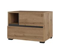 Meublorama Table de Chevet Havana chêne et Noir - 2 tiroirs et 1 Niche - Style Naturel et Rangement Pratique