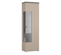 Meublorama Vitrine 1 Porte Collection Ness - Finition Congo & Anthracite - 10 niches de Rangement - sans LED