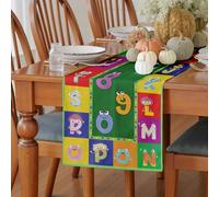 Meugesoi Alphabet Chemin de Table Chiffres de Dessin animé Table Runner Lin Lavable Monstre de Dessin animé Nappe Cuisine Table à Manger Décoration Intérieur Vacances Décor de Fête 30 x 140 cm