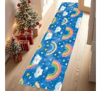 Meugesoi Arc-en-Ciel Ciel Étoilé Tapis de Couloir 60x300 cm Dessin Animé Nuage Tapis Cuisine Antidérapant Lavable, Carpet Interieur pour Salon Chambre à Coucher Descente de lit