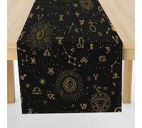 Meugesoi Astrologie Constellation Chemin de Table Mystère Totem Table Runner Lin Lavable Nappe Cuisine Table à Manger Décoration Intérieur Vacances Décor de Fête 30 x 140 cm