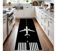 Meugesoi Avion Aéroport Tapis de Couloir Extra Long, Piste d'aéroport Tapis de Passage Antidérapant Lavable, Minimaliste Moderne Carpet pour Couloir, Entrée, Buanderie, Chambre, 80x300 cm