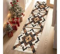 Meugesoi Aztèque Amérindien Tapis de Couloir Extra Long, Géométrique Tribu Tradition Tapis de Passage Antidérapant Lavable, Carpet pour Couloir, Entrée, Buanderie, Chambre à Coucher, 90x300 cm