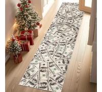Meugesoi Billets de Banque Tapis Couloir Long 80x200cm Billet de 100 Dollars Tapis de Couloir Poil Ras Lavable en Machine Carpet pour Cuisine, Salon, Passage, Entree, Chambre à Coucher
