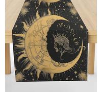 Meugesoi Bohême Lune Chemin de Table Lavable Astrologie Mystère Cuisine Décor de Salle à Manger Nappe Table Runner pour Café Anniversaire Vacances Fêtes Mariage Bapteme 40x300 cm