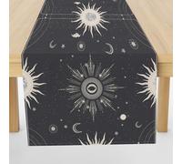Meugesoi Bohême Soleil Lune Étoile Chemin de Table Lavable Astrologie Cuisine Décor de Salle à Manger Nappe Table Runner pour Café Anniversaire Vacances Fêtes Mariage Bapteme 40x300 cm
