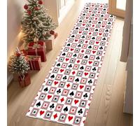 Meugesoi Cartes à Jouer Tapis de Couloir 60x240 cm Carré Coeur Tapis Cuisine Antidérapant Lavable, Carpet Interieur pour Salon Chambre à Coucher Descente de lit