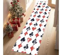 Meugesoi Cartes à Jouer Tapis de Couloir 60x240 cm Coeur Noir Tapis Cuisine Antidérapant Lavable, Carpet Interieur pour Salon Chambre à Coucher Descente de lit