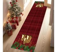 Meugesoi Cloches de Noël Tapis de Couloir Long Doux Antidérapant 60x180cm Plaid Rouge Classique Carpet Cuisine Lavable en Machine Tapis d'entrée Intérieur pour Couloir, Passage, Chambre