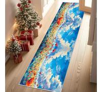Meugesoi Coquelicot Floral Tapis de Couloir 60x240 cm Paysage Naturel Tapis Cuisine Antidérapant Lavable, Carpet Interieur pour Salon Chambre à Coucher Descente de lit