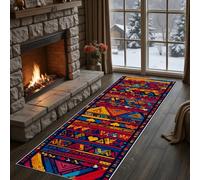 Meugesoi Ethnique Vintage Tapis de Couloir Extra Long, Tribal du Sud-Ouest Tapis de Passage Antidérapant Lavable, Géométrie Bohême Carpet pour Couloir, Entrée, Buanderie, Chambre, 80x300 cm