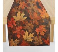 Meugesoi Feuille d'érable Chemin de Table Feuilles d'automne Nappe Décoration de Table Lin Lavable 30x240 cm Table Runner pour Salle à Manger, Table à Manger, Table Basse, Baptême