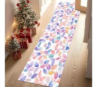 Meugesoi Feuilles Colorées Tapis de Couloir Long Doux Antidérapant 60x180cm Branches Aquarelle Feuillage Carpet Cuisine Lavable en Machine Tapis d'entrée Intérieur pour Couloir, Passage, Chambre