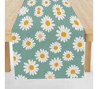 Meugesoi Fleur Marguerite Pastoral Chemin de Table Lavable Style Floral Rustique Botanique Cuisine Décor de Salle à Manger Nappe Table Runner pour Café Anniversaire Vacances Fêtes Mariage 40x300 cm