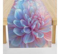 Meugesoi Floral Fantaisie Chemin de Table Fleurs Dégradé Nappe Décoration de Table Lin Lavable 30x240 cm Table Runner pour Salle à Manger, Table à Manger, Table Basse, Baptême