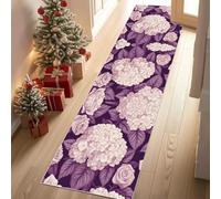 Meugesoi Floral Vintage élégant Tapis de Couloir 60x300 cm Fleurs Rose Hortensia Tapis Cuisine Antidérapant Lavable, Carpet Interieur pour Salon Chambre à Coucher Descente de lit
