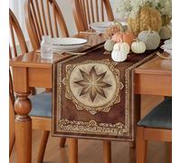 Meugesoi Motif d'étoile Circulaire Chemin de Table Lavable Rostique de l'Ouest Cuisine Décor de Salle à Manger Nappe Campagne Vintage Table Runner pour Café Anniversaire Mariage Bapteme 40x240 cm