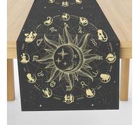 Meugesoi Mystère Astrologie Chemin de Table Lavable Constellation Soleil Lune Cuisine Décor de Salle à Manger Nappe Table Runner pour Café Anniversaire Vacances Fêtes Mariage Bapteme 40x300 cm