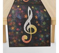 Meugesoi Note de Musique Chemin de Table Lavable Ciel Étoilé Fantaisie Cuisine Décor de Salle à Manger Nappe Table Runner pour Café Anniversaire Vacances Fêtes Mariage Bapteme 40x300 cm
