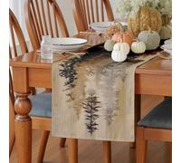 Meugesoi Ours Sauvage Chemin de Table Arbre de Forêt Nappe Décoration de Table Lin Lavable 30x240 cm Grain de Bois Table Runner pour Table à Manger, Table Basse, Baptême
