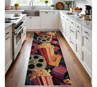 Meugesoi Popcorn Tapis de Couloir Extra Long, Films Theater Tapis de Passage Antidérapant Lavable, Cinéma Rétro Carpet pour Couloir, Entrée, Buanderie, Chambre, 80x350 cm