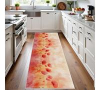 Meugesoi Rouge Coquelicot Fleur Tapis de Couloir 60x300 cm Aquarelle Pavot Floral Tapis Cuisine Antidérapant Lavable, Carpet Interieur pour Salon Chambre à Coucher Descente de lit