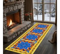 Meugesoi Style Ethnique Exotique Tapis de Couloir Long Doux Antidérapant 60x210cm Traditionnel Oriental Carpet Cuisine Lavable en Machine Géométrie Tapis d'entrée Intérieur pour Couloir, Passage