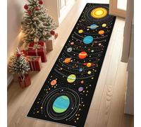 Meugesoi Système Solaire Tapis de Couloir Long Doux Antidérapant 60x210cm Espace Planète Terre Étoiles Carpet Cuisine Lavable en Machine Tapis d'entrée Intérieur pour Couloir, Passage, Chambre