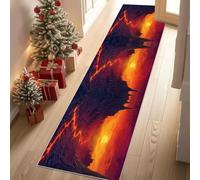 Meugesoi Tapis de Couloir Extra Long, Magma Canyon Volcan Tapis de Passage Antidérapant Lavable, Coucher de Soleil Carpet pour Couloir, Entrée, Buanderie, Chambre à Coucher, 90x300 cm