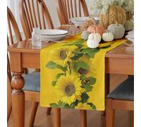 Meugesoi Tournesol Floral Chemin de Table 40 x 140 cm Fleurs Pastoral Nappe Décorative Lavable Botanique Table Runner pour Table à Manger Café Anniversaire Vacances Fêtes Mariage