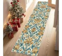Meugesoi Vintage Fleurs Tapis de Couloir 60x300 cm Imprimé Classique Européen Tapis Cuisine Antidérapant Lavable, Carpet Interieur pour Salon Chambre à Coucher Descente de lit