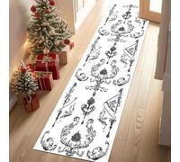 Meugesoi Vintage Rococo Tapis Couloir Long 80x250cm Imprimé Classique Rétro Tapis de Couloir Poil Ras Lavable en Machine Carpet pour Cuisine, Salon, Passage, Entree, Chambre à Coucher